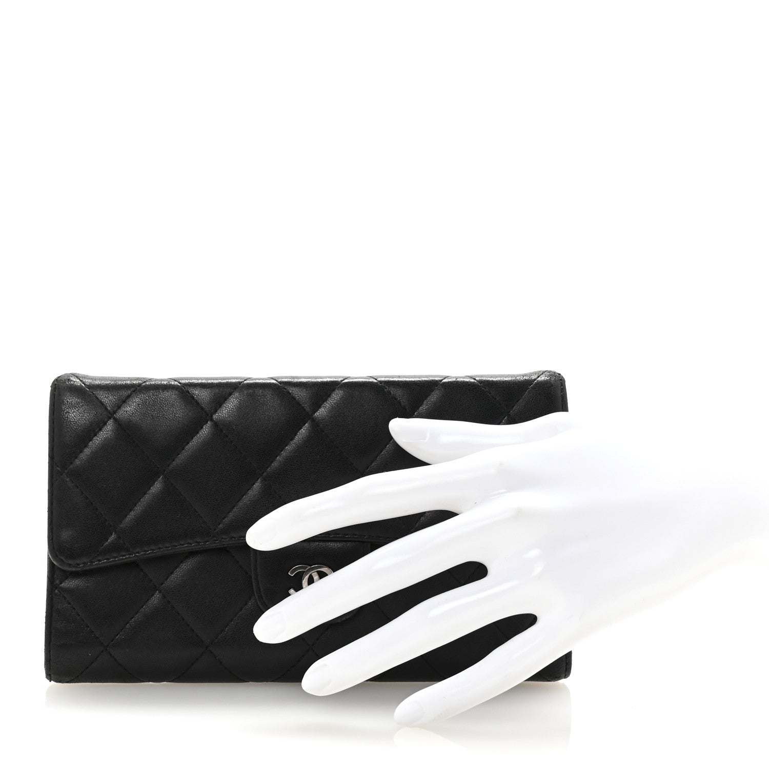 Chanel Lambskin Quilted Large Flap Wallet Black 2 of 8