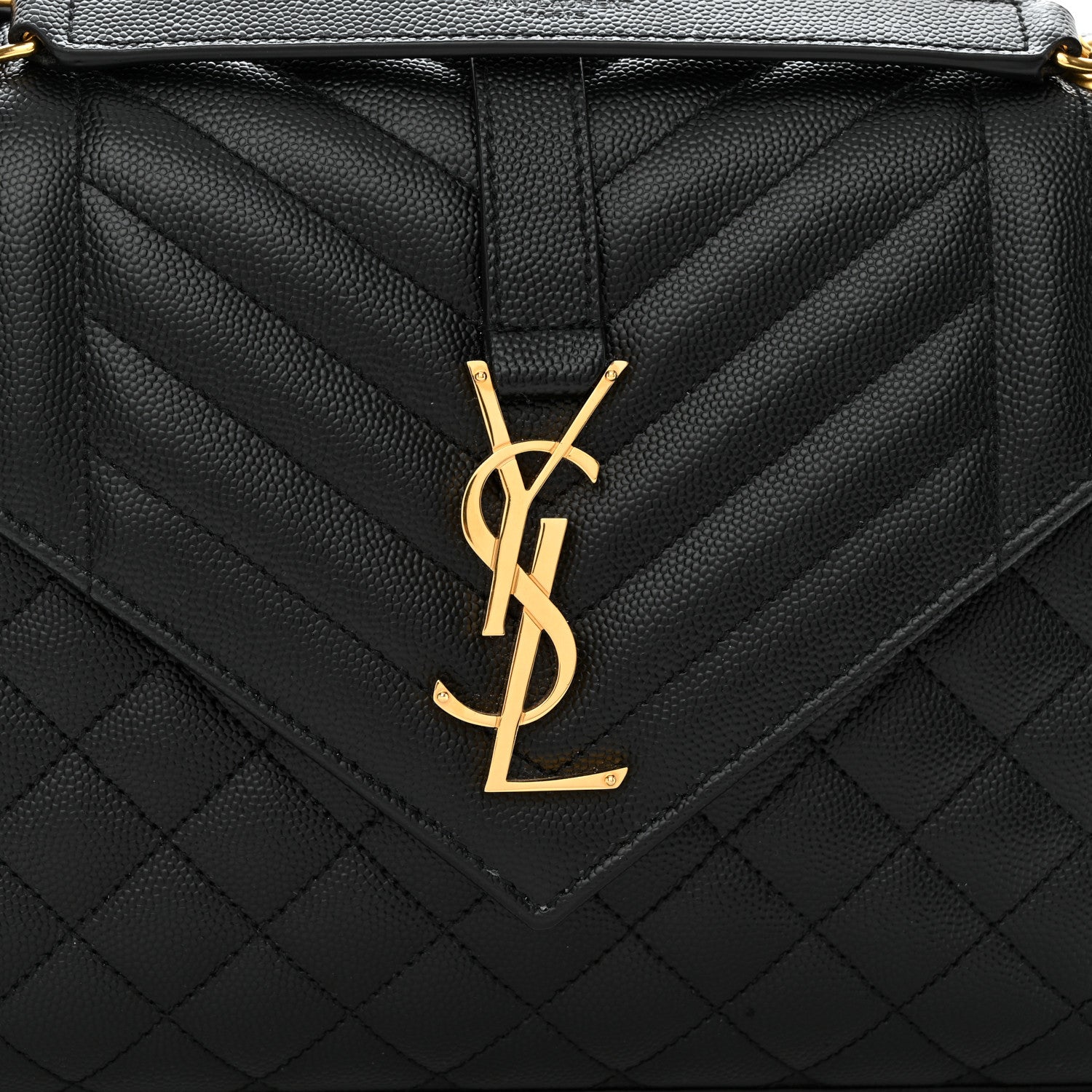 Saint Laurent Grain De Poudre Textured Mixed Matelasse Triquilt Medium Monogram Satchel Black 8 of 11