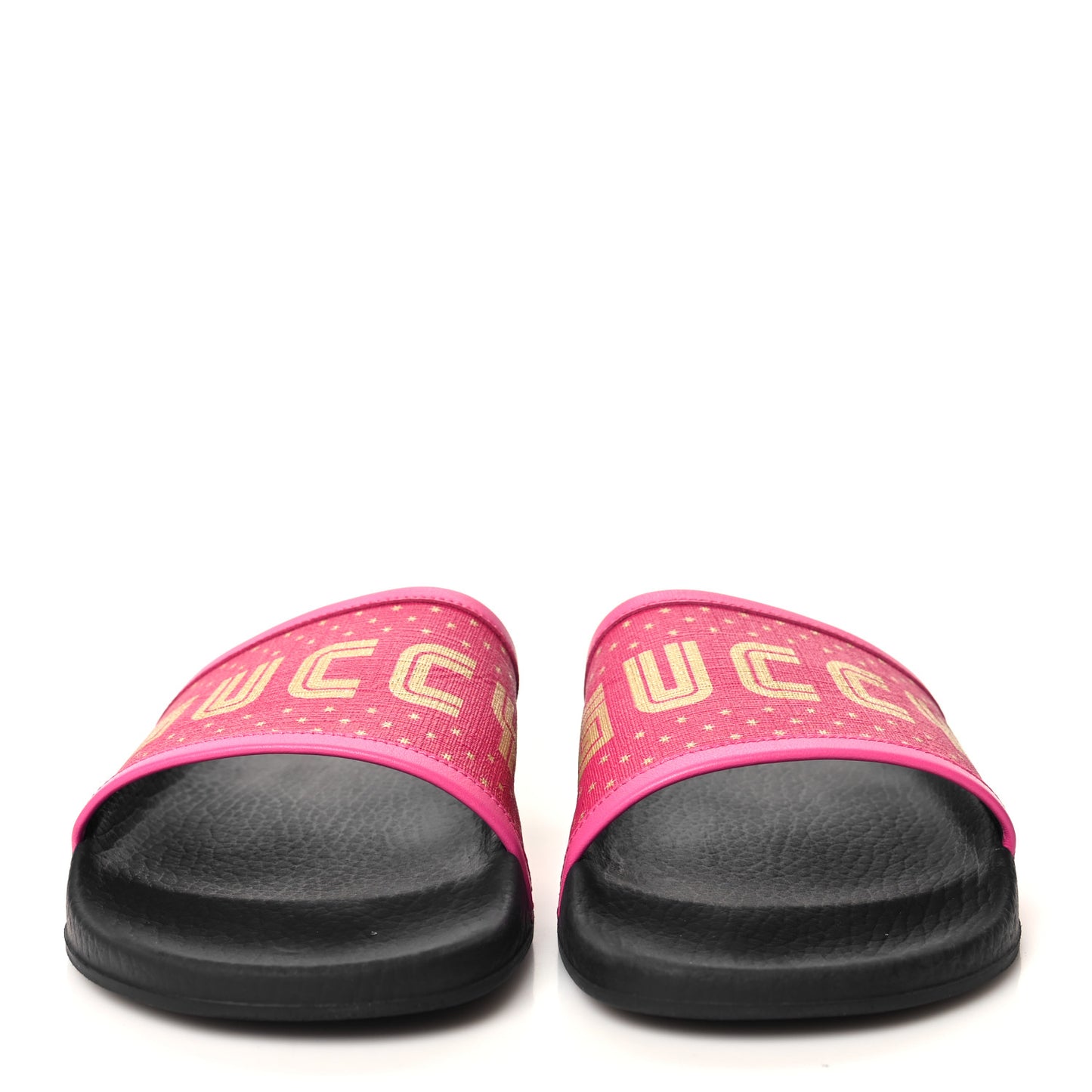 X SEGA Supreme Canvas Guccy Stars Womens Slide Sandals 39 Pink Gold