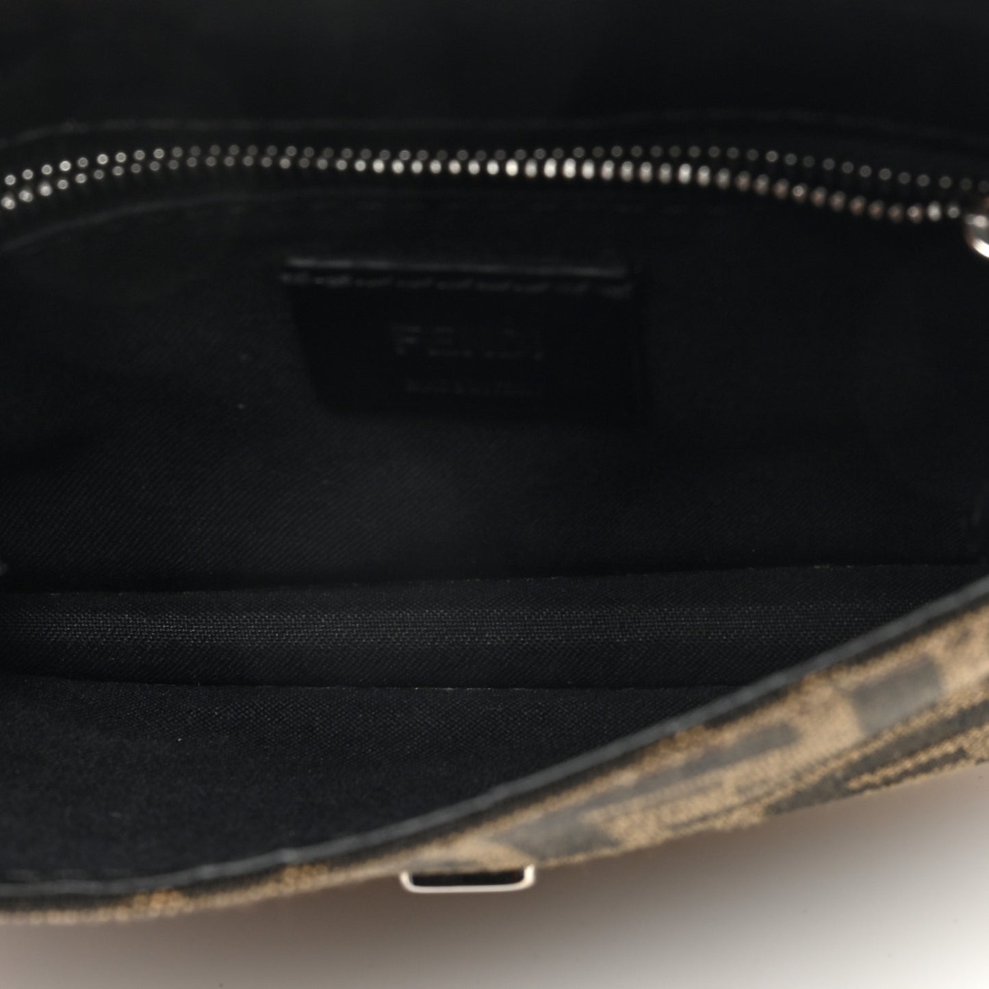 Recycled Fabric Jacquard Vitello Grace FF 1974 Baguette Belt Pouch Tobacco Moro Black