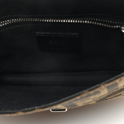 Fendi Recycled Fabric Jacquard Vitello Grace FF 1974 Baguette Belt Pouch Tobacco Moro Black 5 of 10