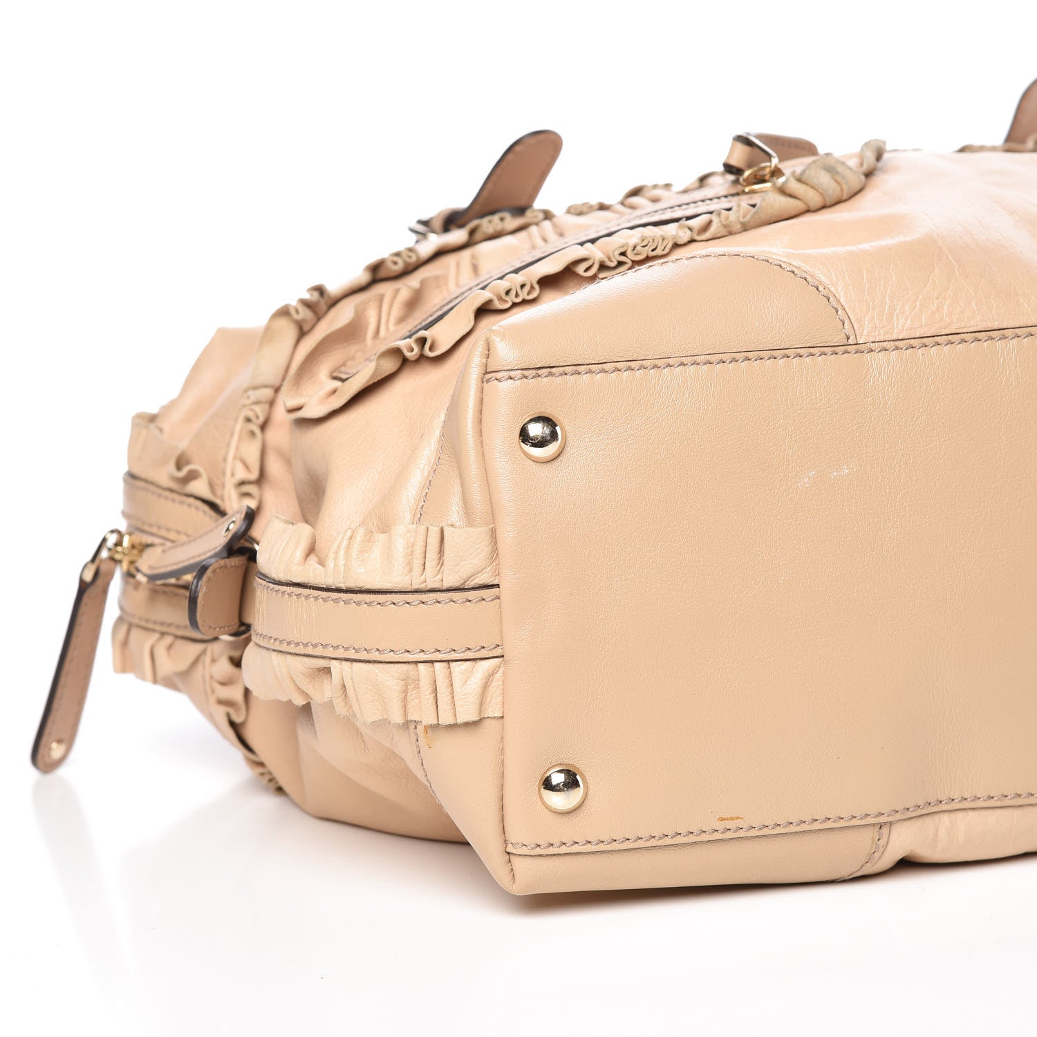 Gucci Calfskin Ruffle Medium Sabrina Boston Tote Nude 10 of 12