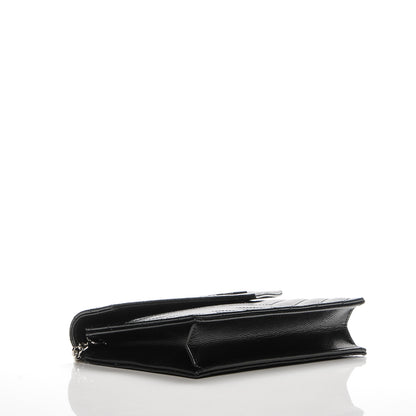 Saint Laurent Grain De Poudre Matelasse Chevron Monogram Envelope Chain Wallet Black 4 of 7