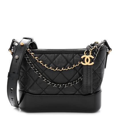 Chanel Aged Calfskin Quilted Small Gabrielle Hobo Black 1 of 10