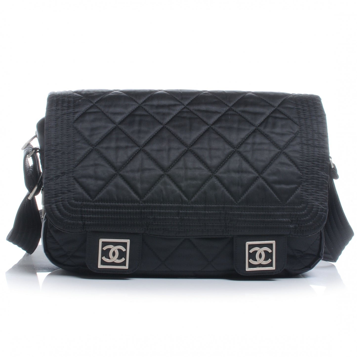 Nylon Ski Messenger Bag Black