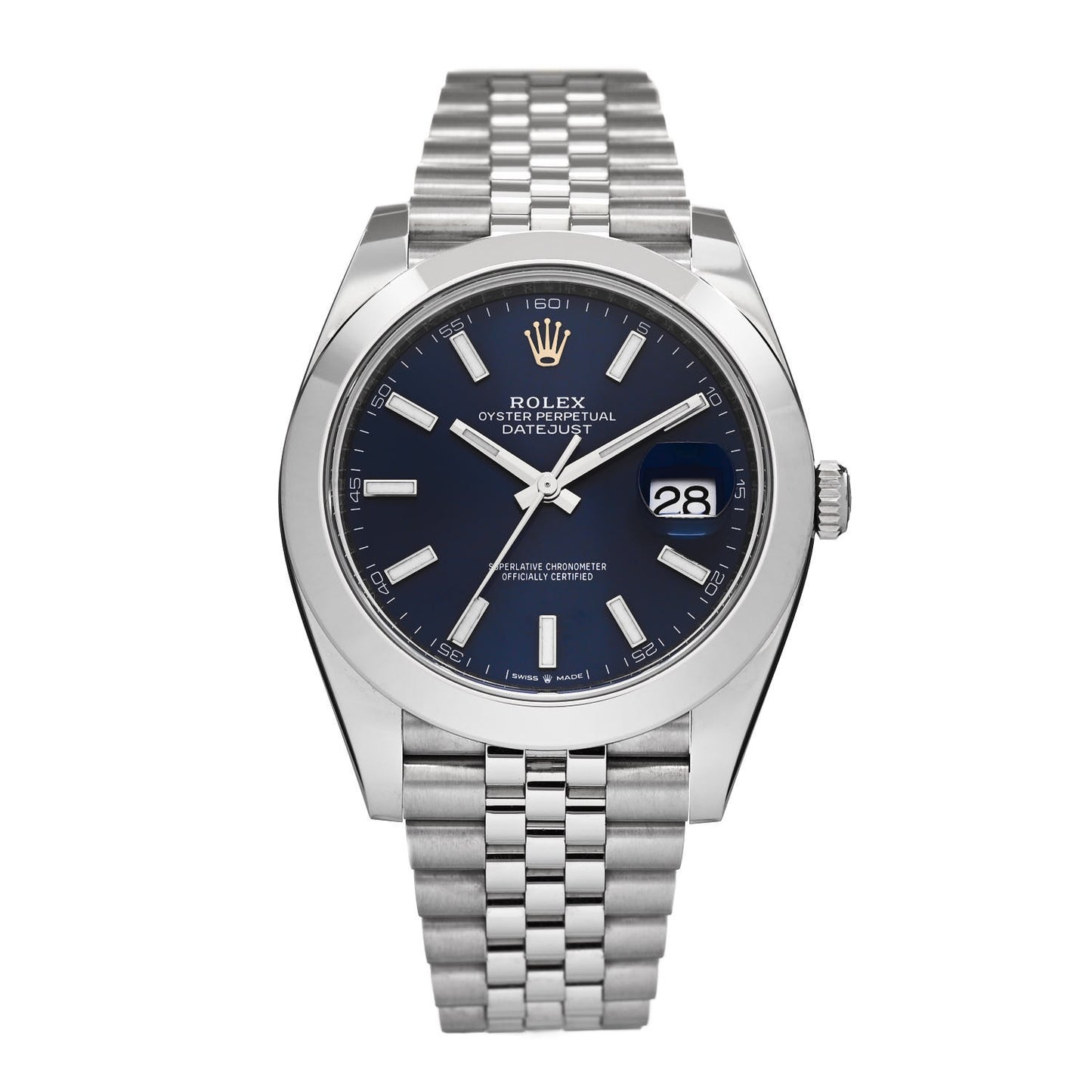 Stainless Steel 41mm Oyster Perpetual Datejust Watch Blue 126300