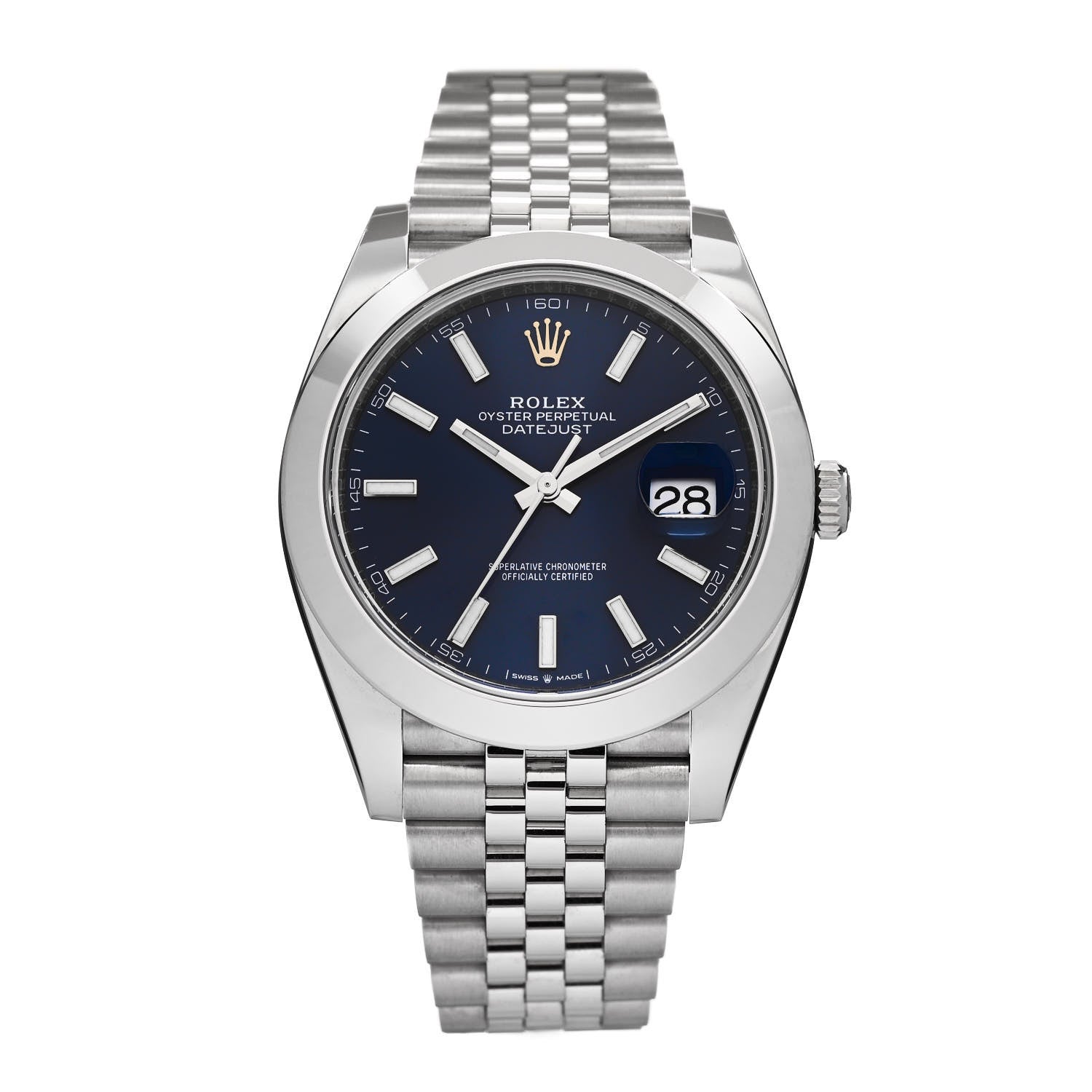 Rolex Stainless Steel 41mm Oyster Perpetual Datejust Watch Blue 126300 1 of 6
