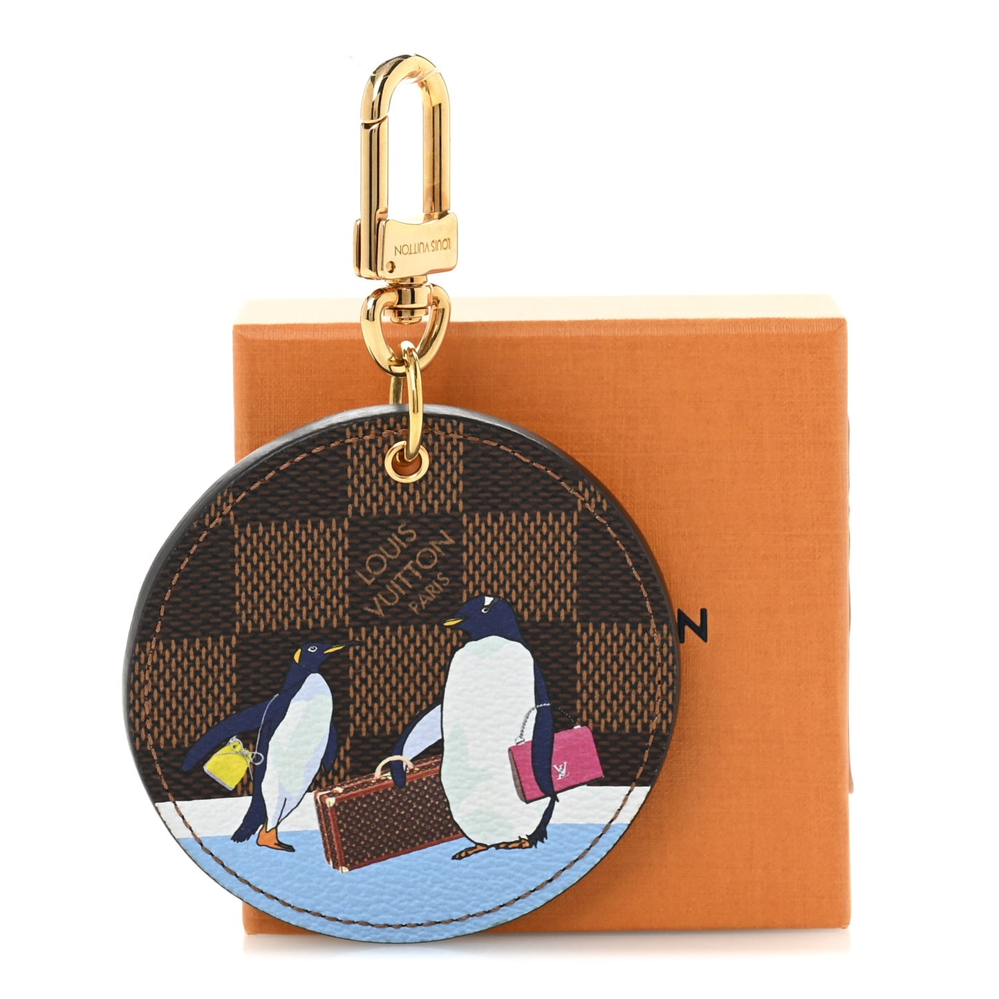 Damier Ebene Illustre Manchot Bag Charm Key Ring