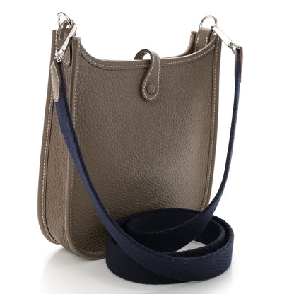 Hermes Taurillon Clemence Amazone Evelyne TPM Etoupe Bleu Indigo 3 of 11