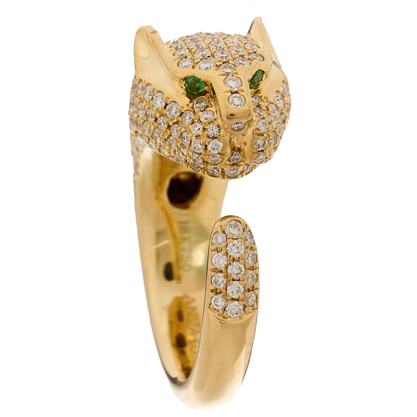 Anita Ko 18K Yellow Gold Diamond Tsavorite Double Headed Panther Ring 2.25 1 of 9