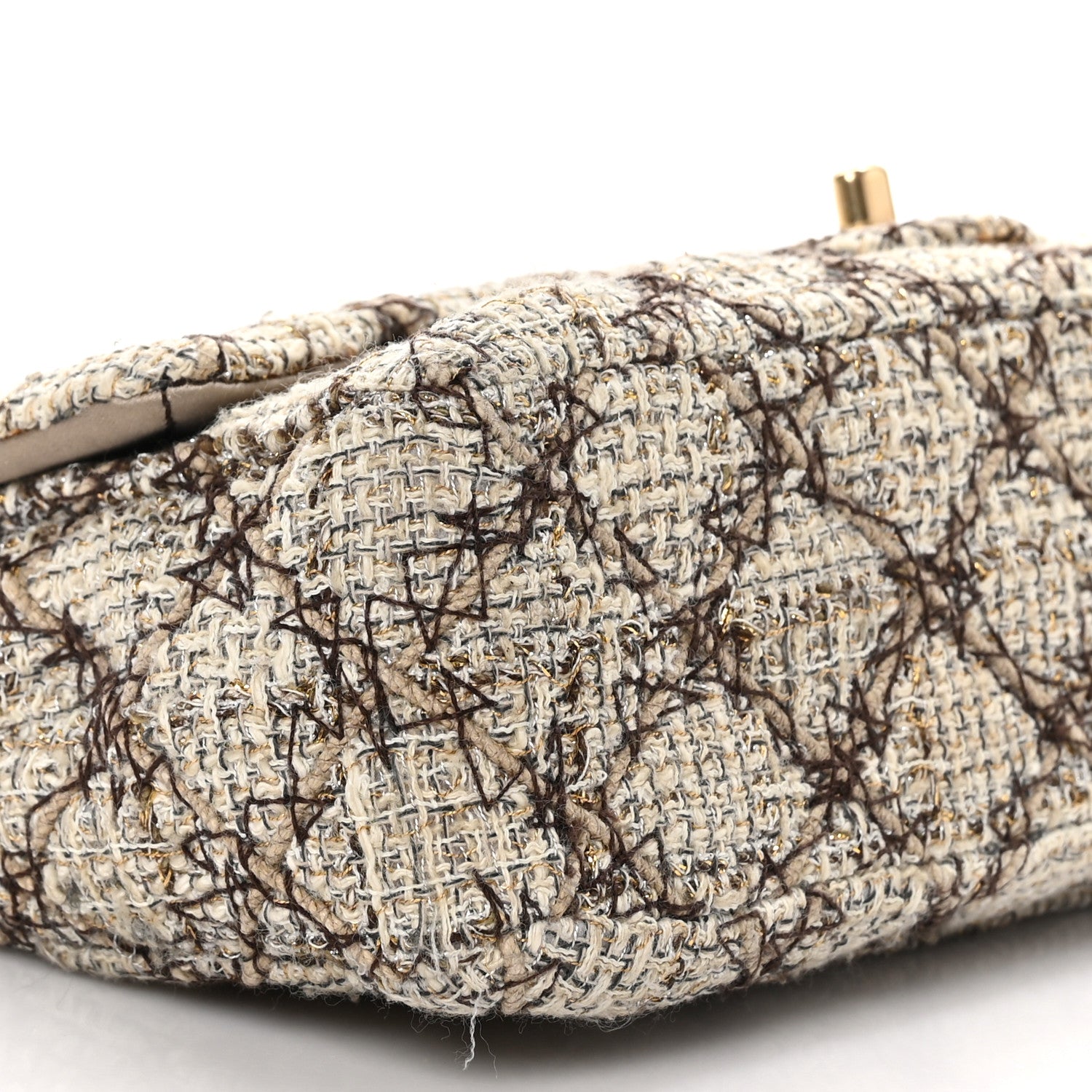 Chanel Metallic Tweed Quilted Medium Single Flap Beige Multicolor 9 of 12