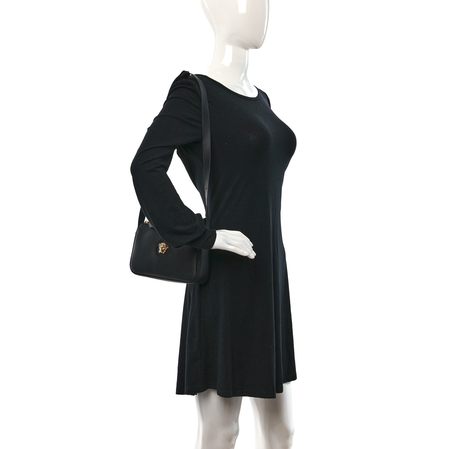 Versace Grained Calfskin Medusa Shoulder Bag Black 2 of 8