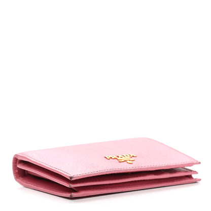 Prada Saffiano Metal Compact Snap Bi-Fold Wallet Petalo 4 of 15