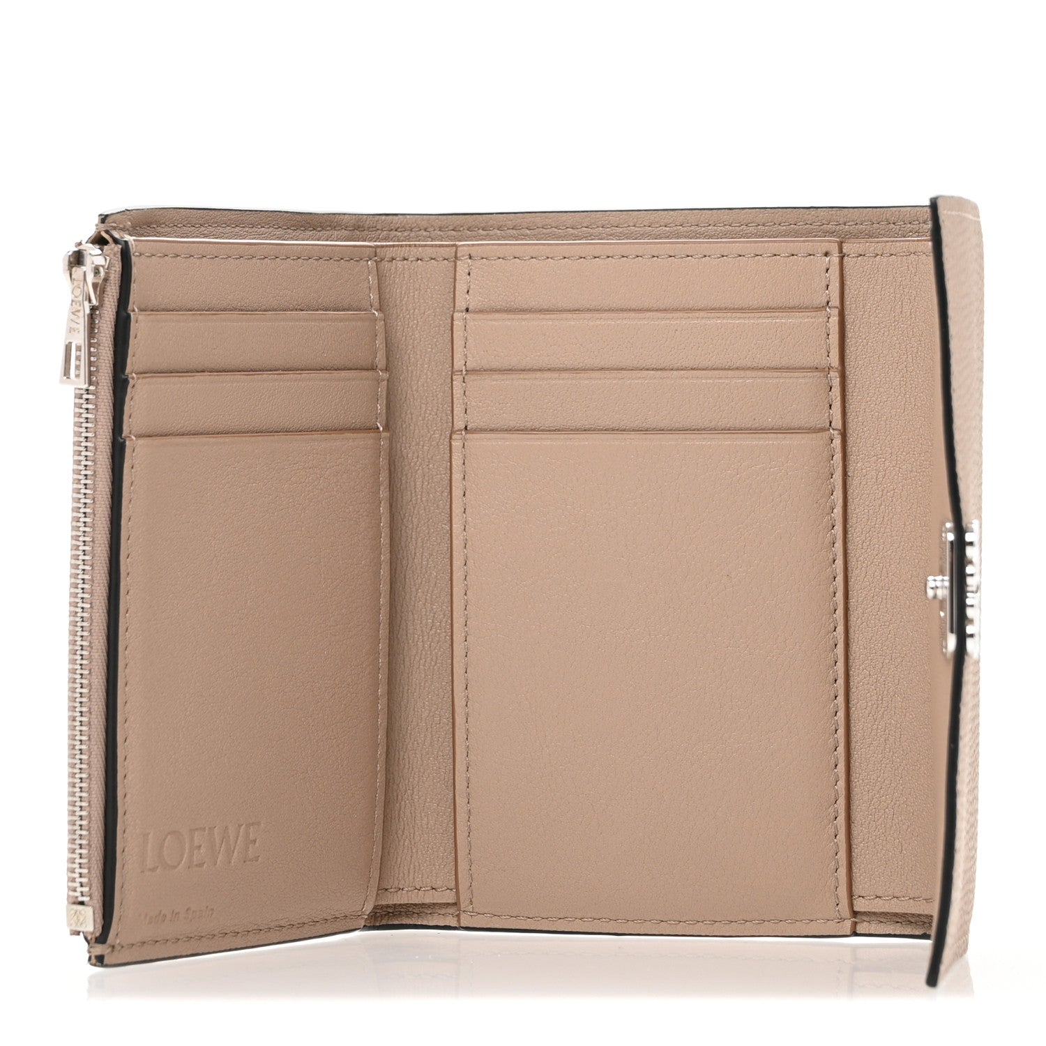 Loewe Pebble Grain Calfskin Anagram Small Vertical Wallet Sand 5 of 9