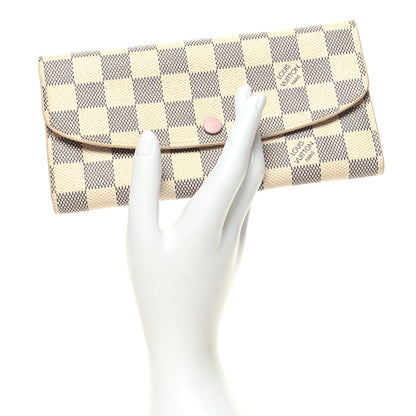 Louis Vuitton Damier Azur Emilie Wallet Rose Ballerine 2 of 11