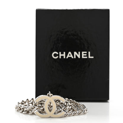 Chanel Enamel CC Ceinture Fantai Adjustable Belt Silver White 4 of 4