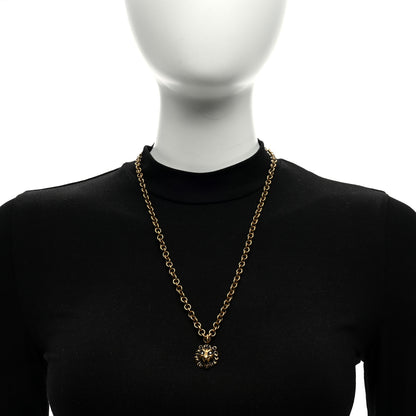 Gucci Metal Crystal Lion Head Necklace Aged Gold 4 of 4