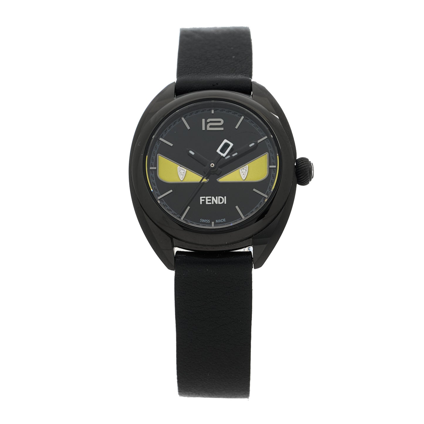 Stainless Steel Calfskin Diamond 26mm Momento Bugs Quartz Watch Black