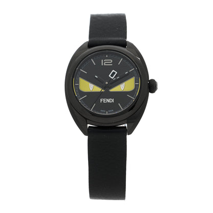 Fendi Stainless Steel Calfskin Diamond 26mm Momento Bugs Quartz Watch Black 1 of 5