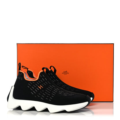 Hermes Technical Canvas Goatskin Womens Eclair Sneakers 36 Black 8 of 8