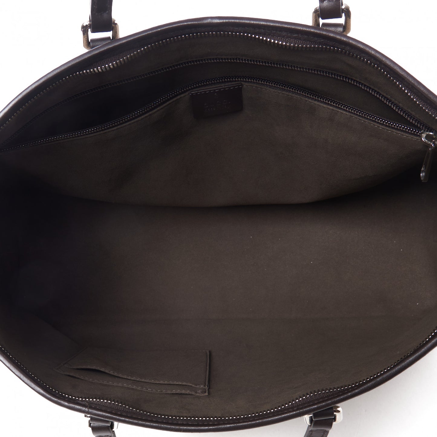 GG Supreme Monogram Medium Zippered Tote Dark Brown