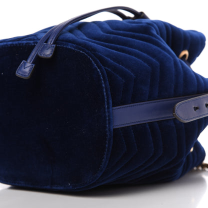 Gucci Velvet Matelasse GG Marmont Bucket Bag Cobalt Blue 7 of 10