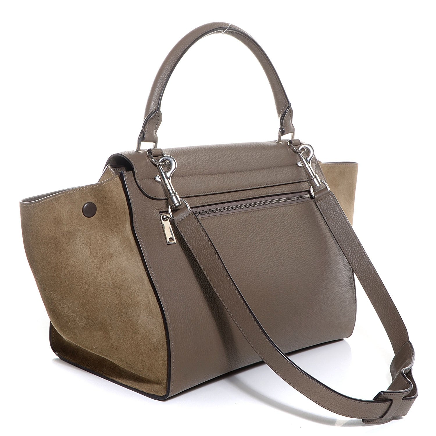 Celine Drummed Calfskin Suede Medium Trapeze Souris 3 of 9