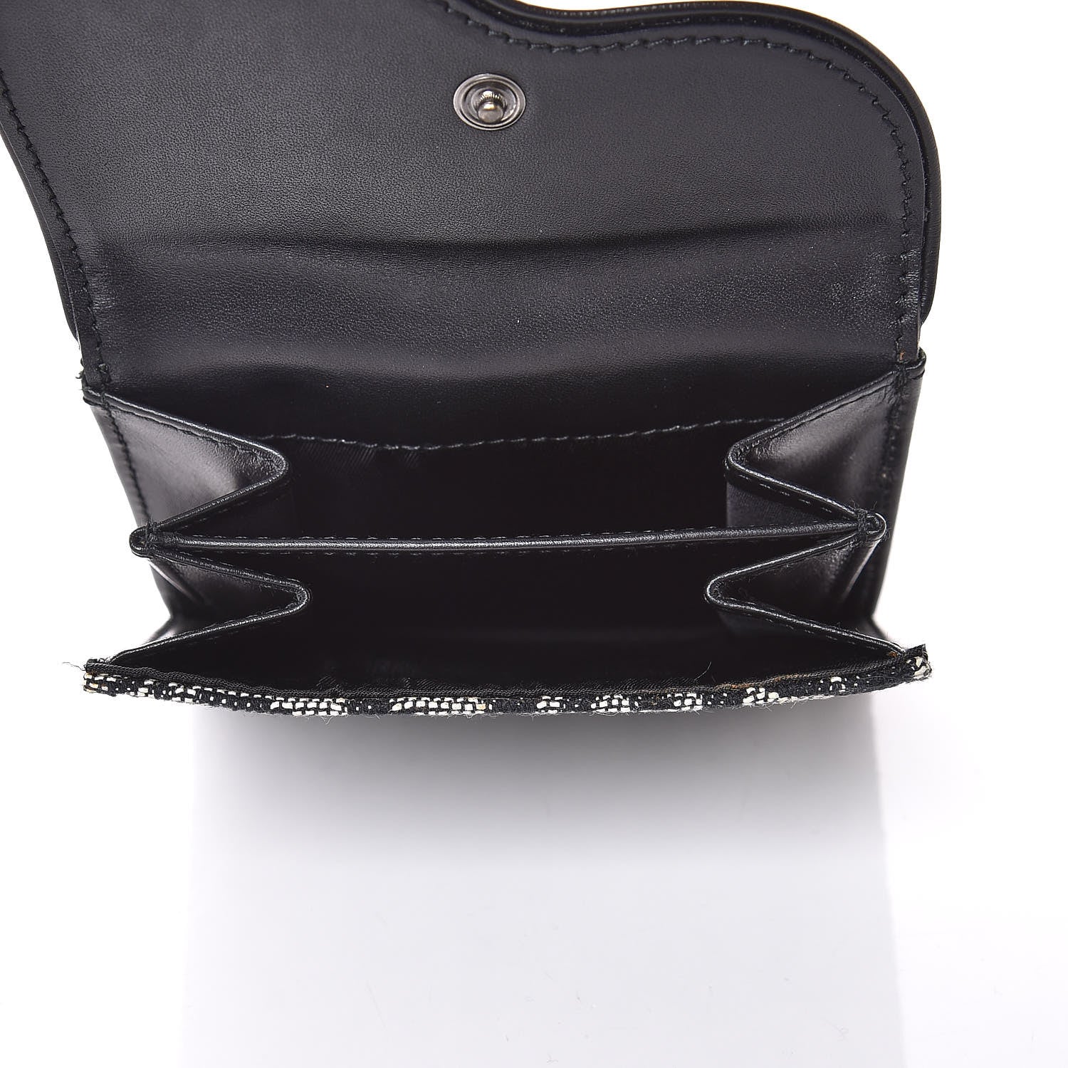 Christian Dior Monogram Compact Saddle Wallet Black 5 of 9