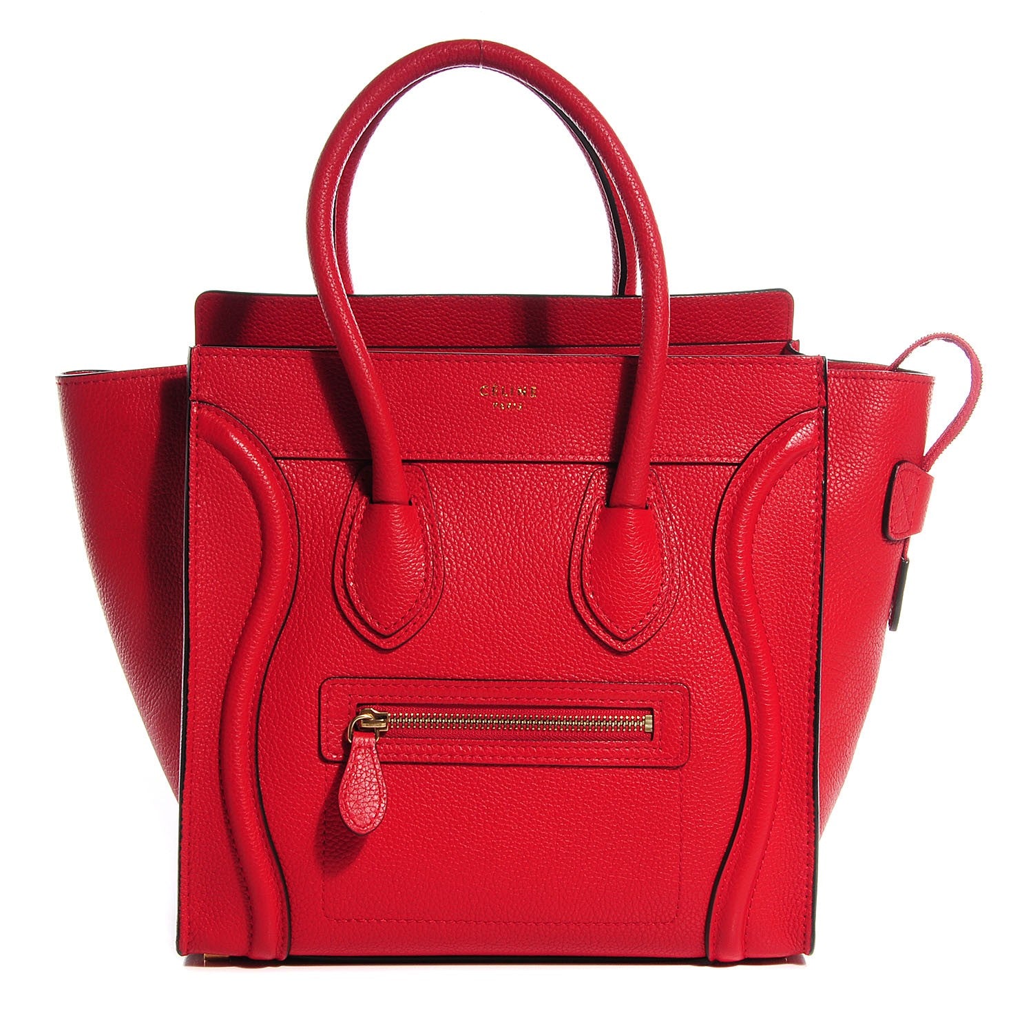 Celine Drummed Calfskin Micro Luggage Coquelicot 1 of 7