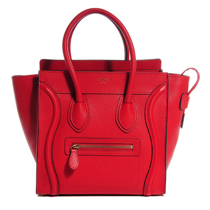 Celine Drummed Calfskin Micro Luggage Coquelicot 1 of 7