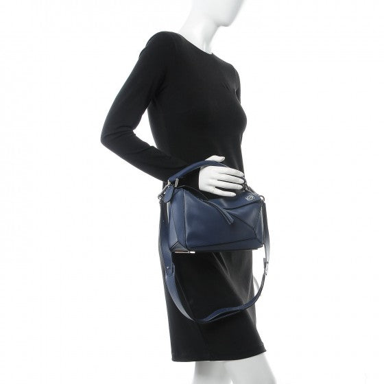 Loewe Calfskin Small Puzzle Bag Navy 9 of 11