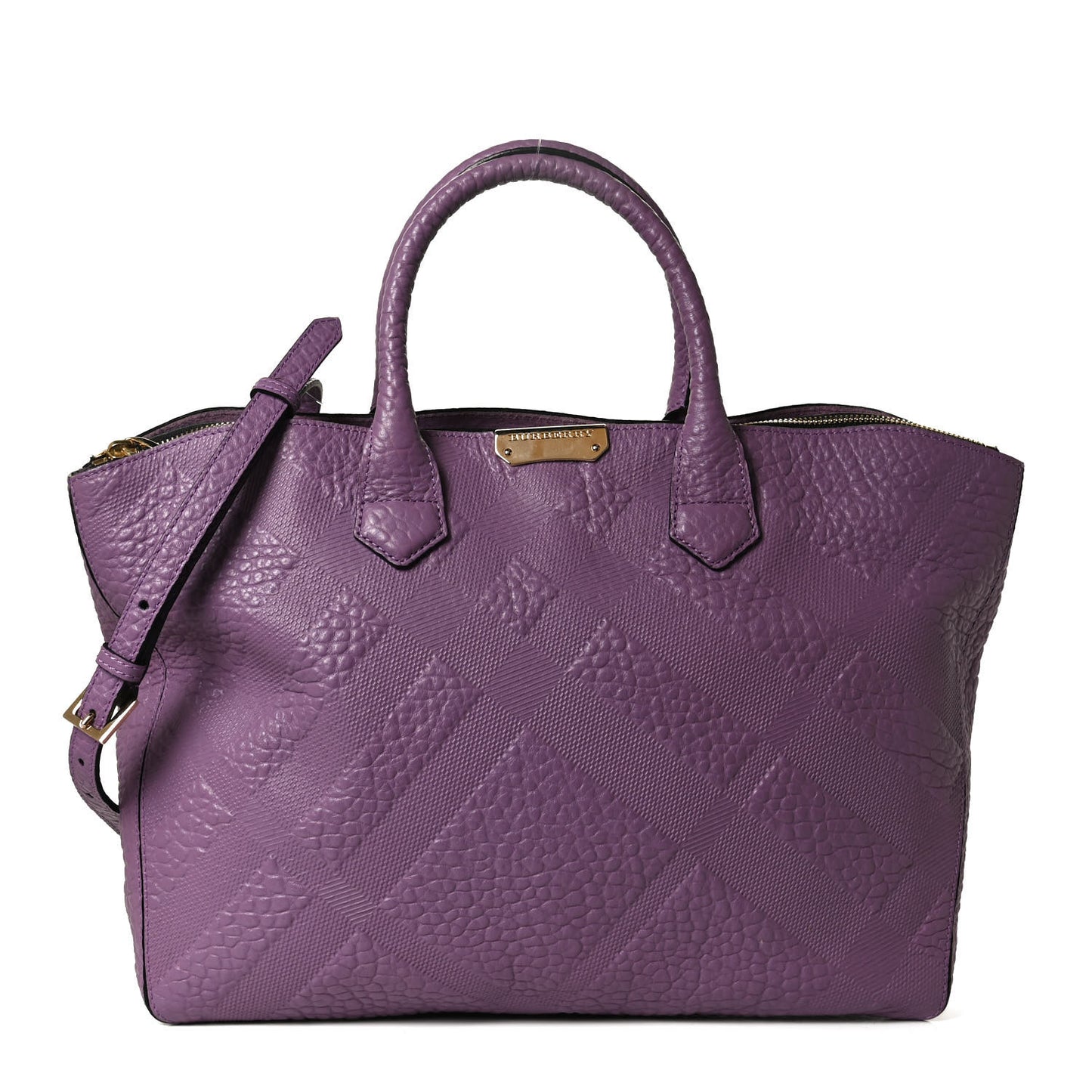 Heritage Grain Check Embossed Medium Dewsbury Tote Purple