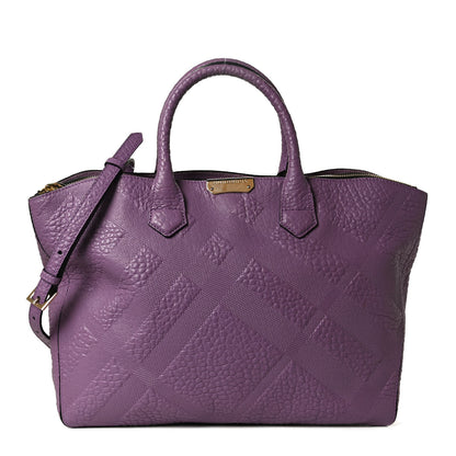 Burberry Heritage Grain Check Embossed Medium Dewsbury Tote Purple 1 of 12