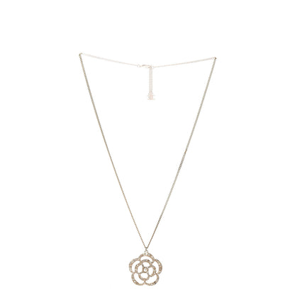 Chanel Crystal Pearl Camellia Necklace Gold 2 of 4