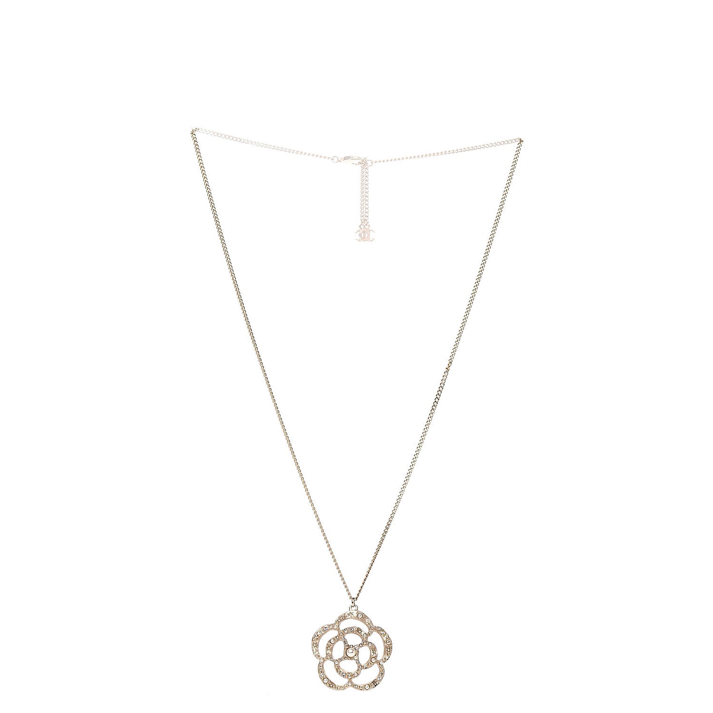 Crystal Pearl Camellia Necklace Gold