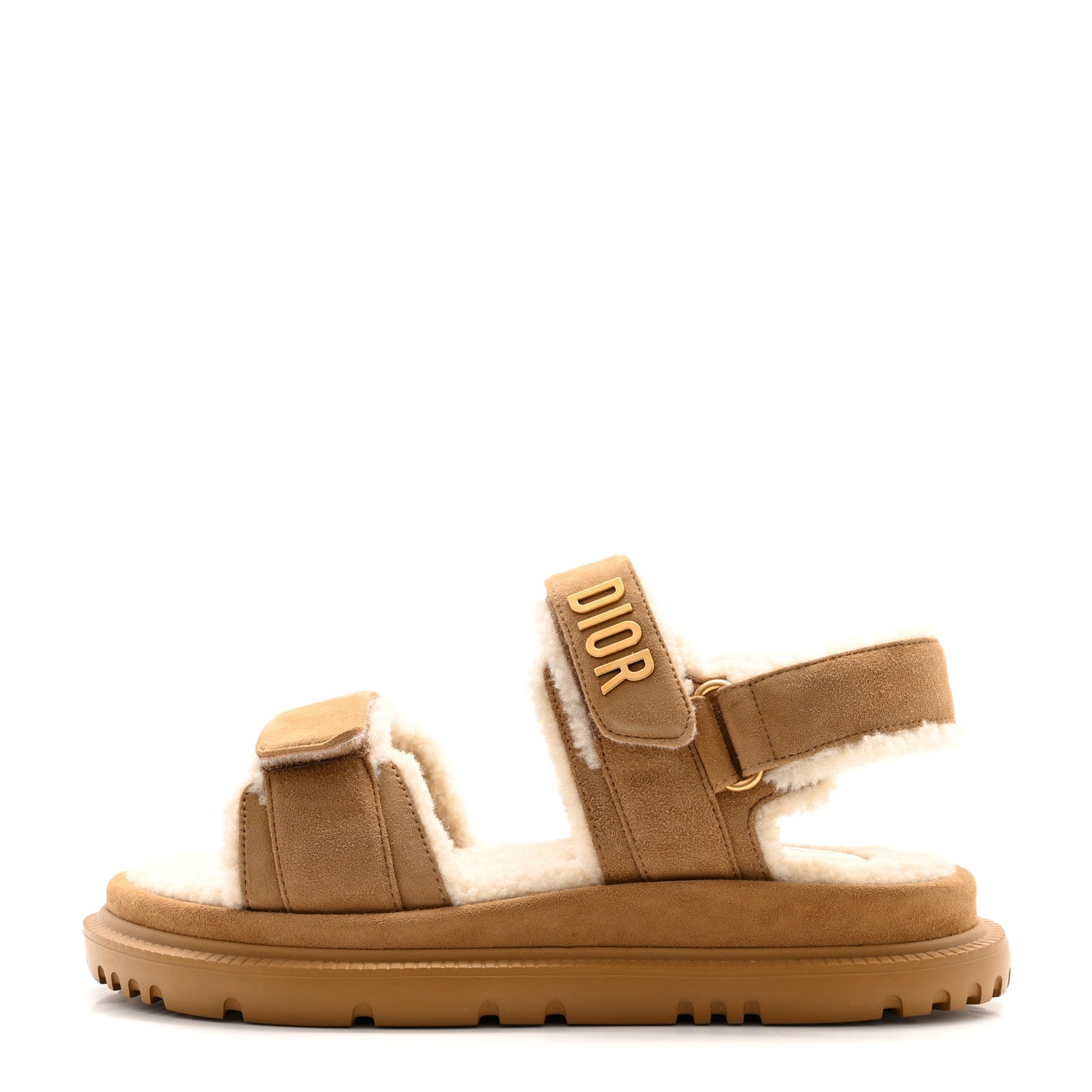 Christian Dior Suede Shearling Dioract 10mm Sandals 38 Beige 1 of 8