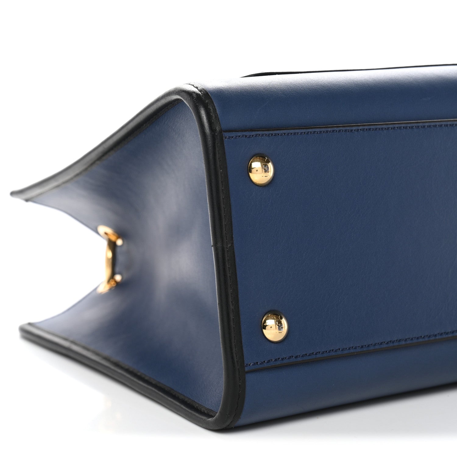 Fendi Vitello Century Opaco F is Fendi Bi-Color Small Runaway Satchel Blue Black 8 of 10