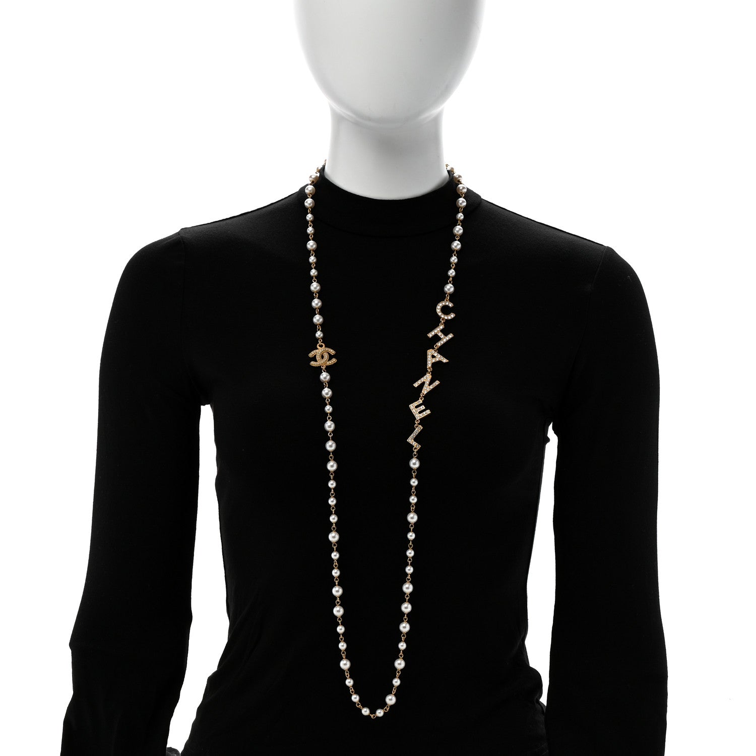 Chanel Pearl Crystal 90's Icon CC Necklace Gold 2 of 6