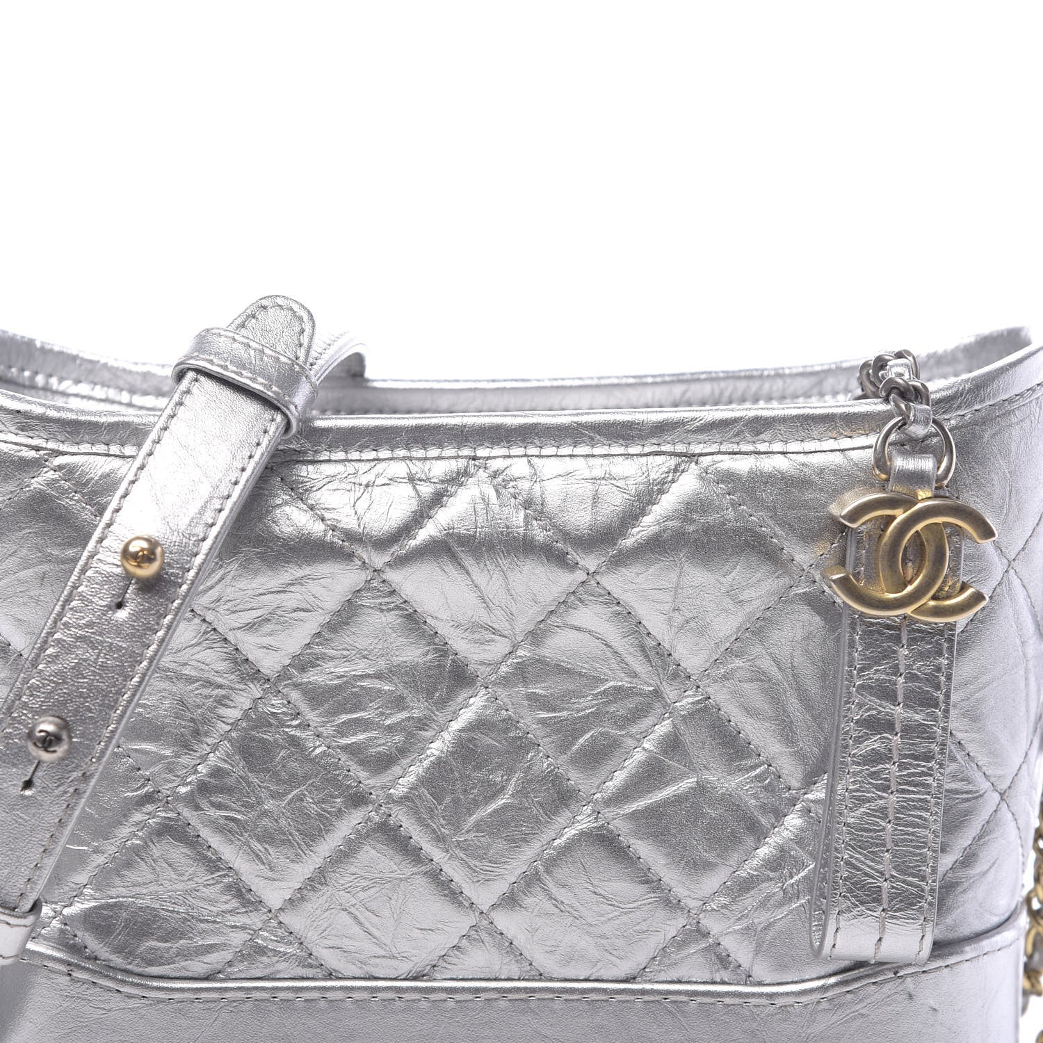 Chanel Metallic Aged Calfskin Quilted Small Gabrielle Hobo Silver 8 of 11