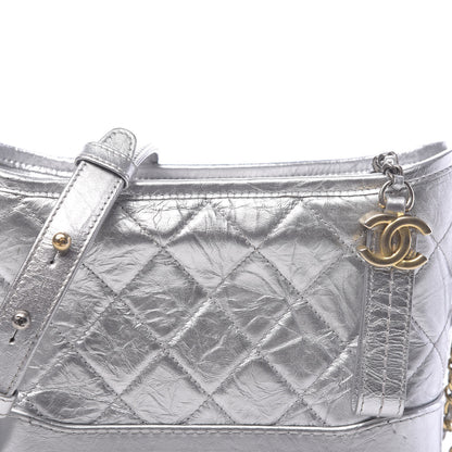 Chanel Metallic Aged Calfskin Quilted Small Gabrielle Hobo Silver 8 of 11
