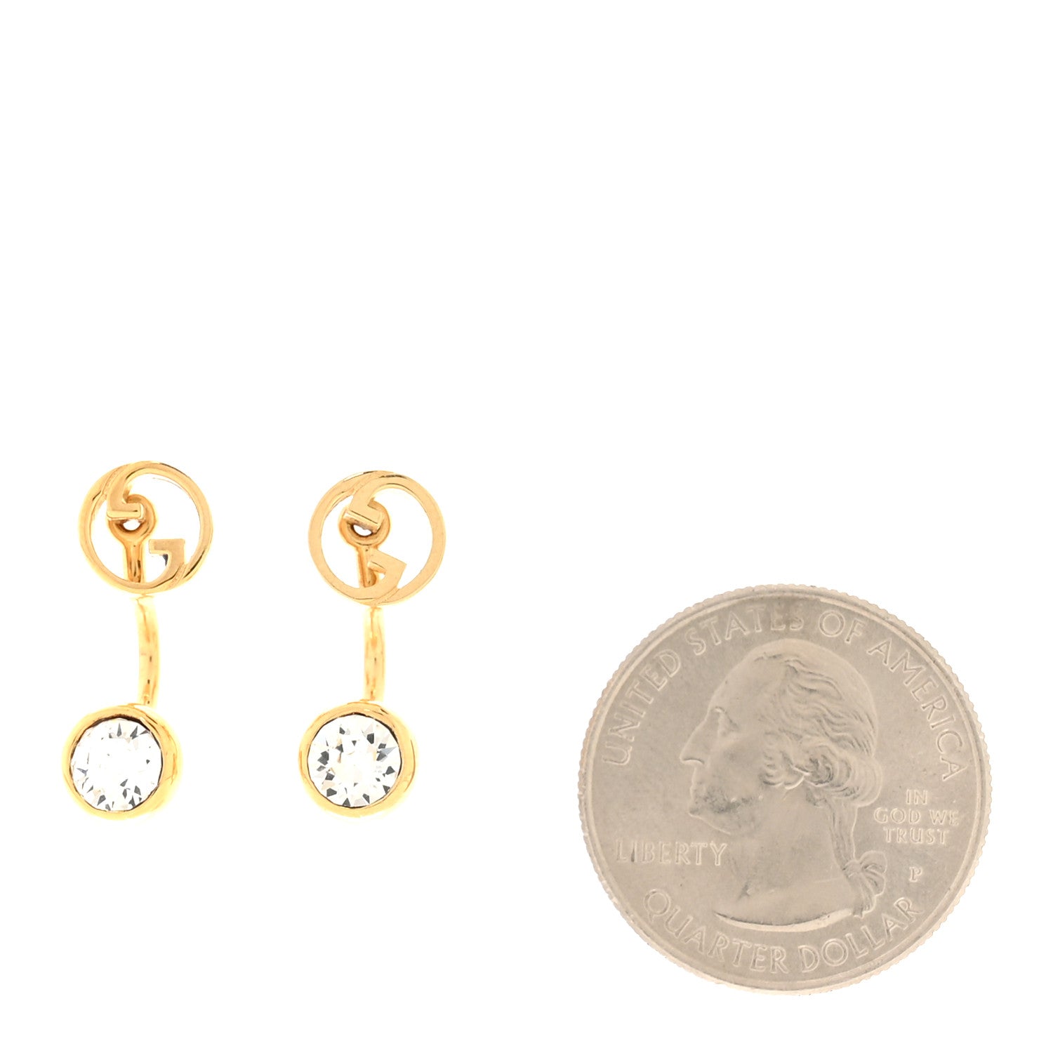Gucci Metal Crystal Blondie Drop Earrings Gold 2 of 4