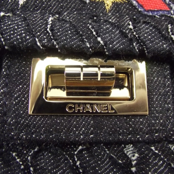Chanel Denim Embroidered Night Flight Reissue Flap Blue 10 of 10