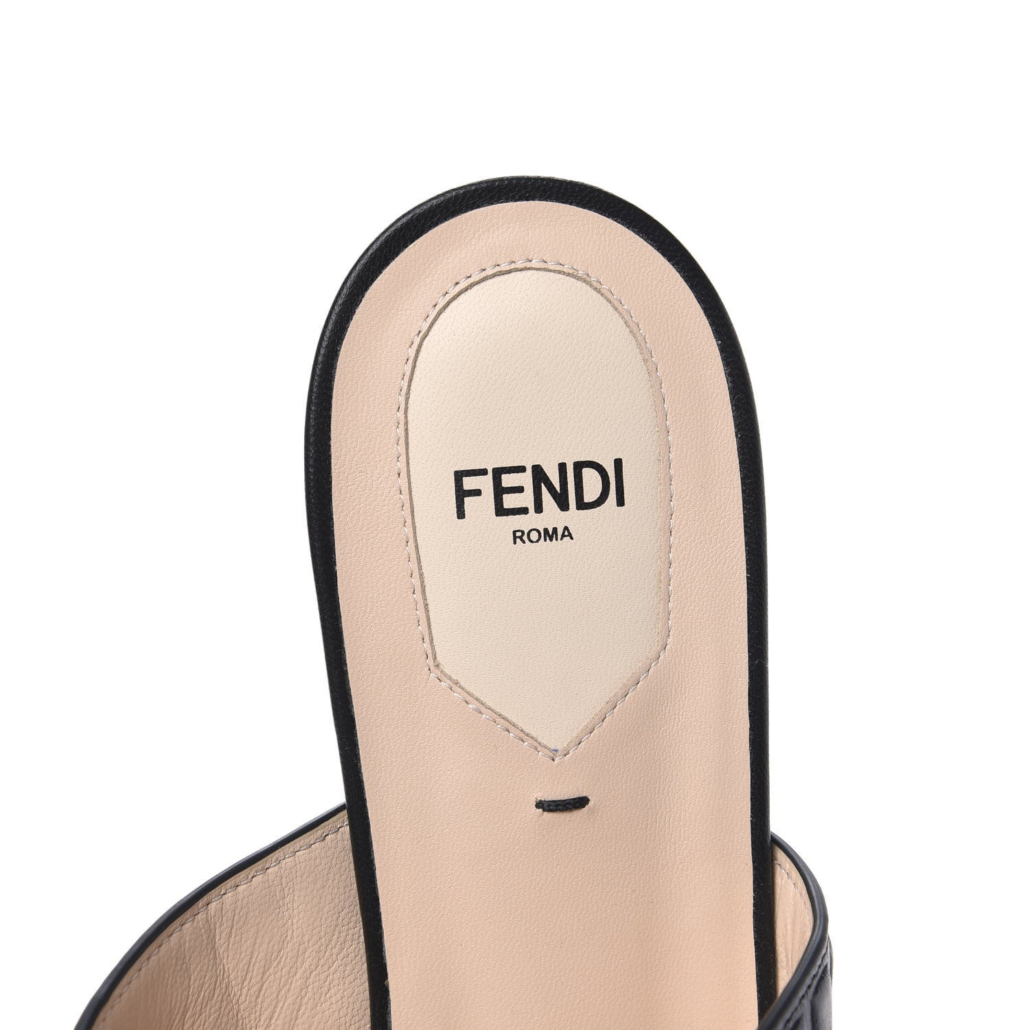 Fendi Vitello FF Embossed Flat Mules 42 Black 6 of 9