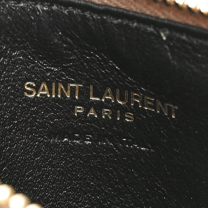 Saint Laurent Grain De Poudre Matelasse Chevron Monogram Fragments Zippered Card Case Deep Beige 5 of 9