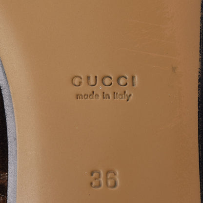Gucci Velvet GG Monogram Fur Womens Princetown Slippers 36 Brown Black Natural 5 of 8