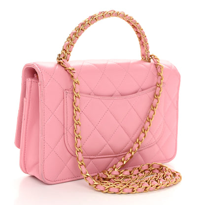 Chanel Lambskin Quilted Pick Me Up Wallet On Chain WOC Light Pink 3 of 14