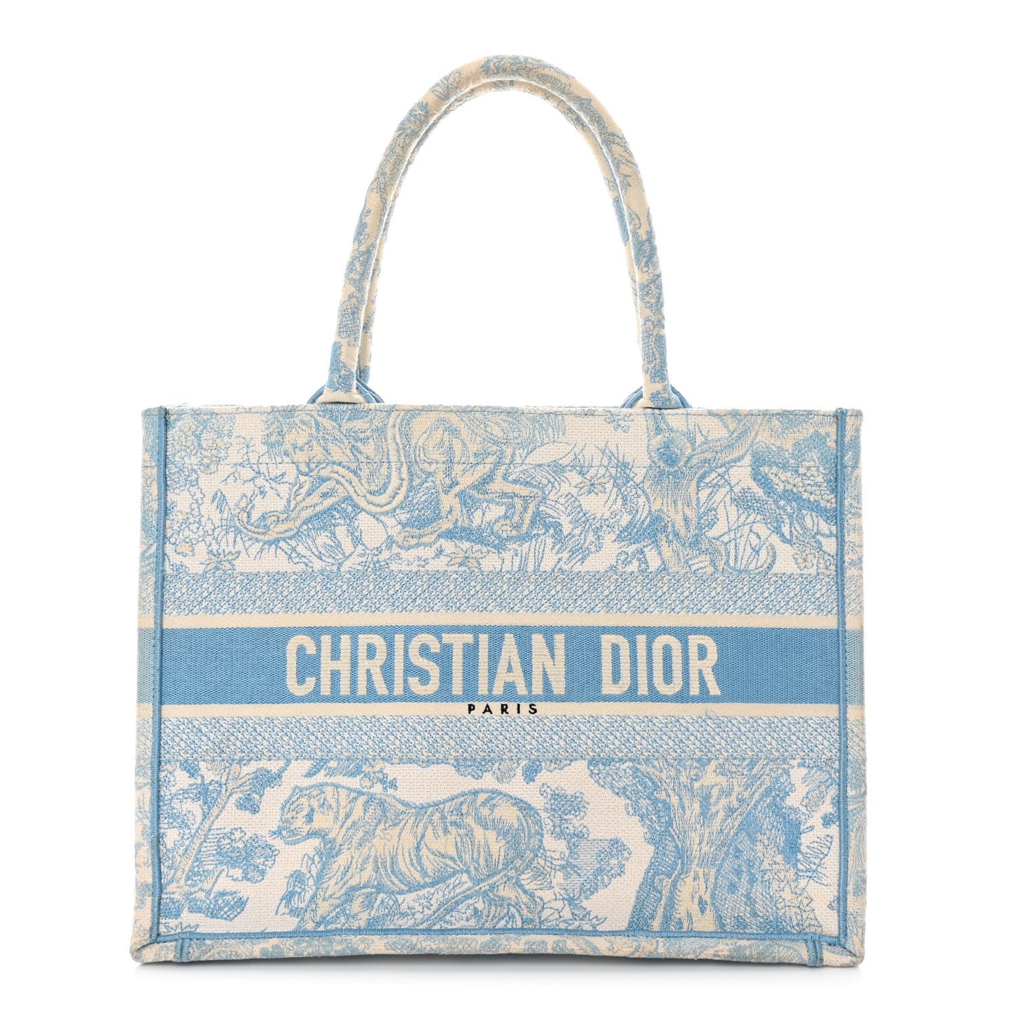 Canvas Embroidered Medium Dioriviera Toile De Jouy Book Tote Light Blue