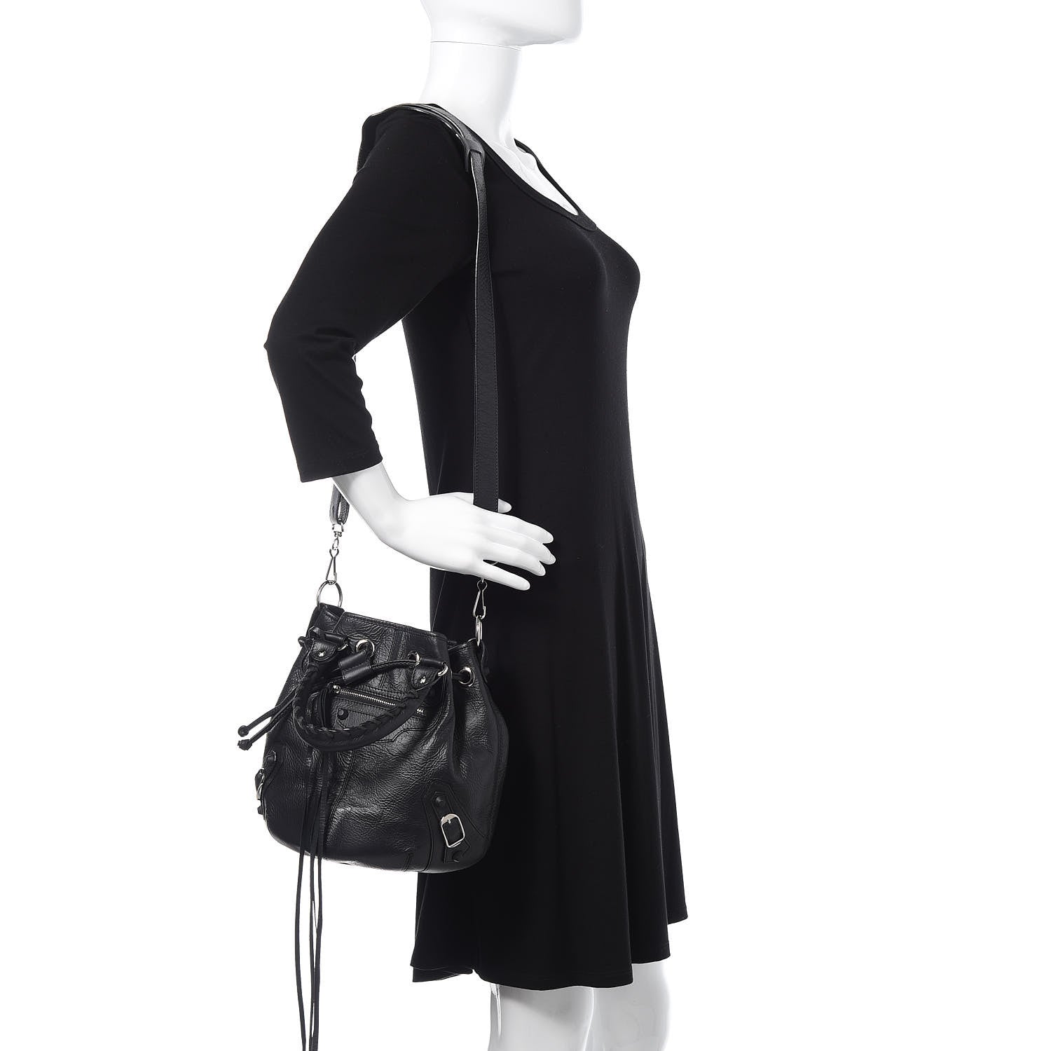 Balenciaga Matte Goatskin Rubber Covered Classic Hardware Mini Pompon Black 2 of 10