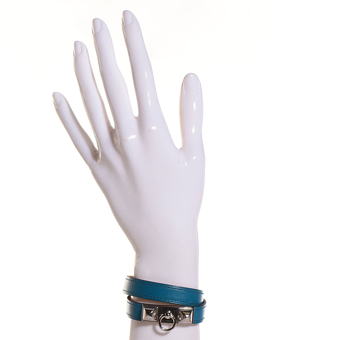 Veau Tadelakt Rivale Double Tour Bracelet Small Bleu Izmir