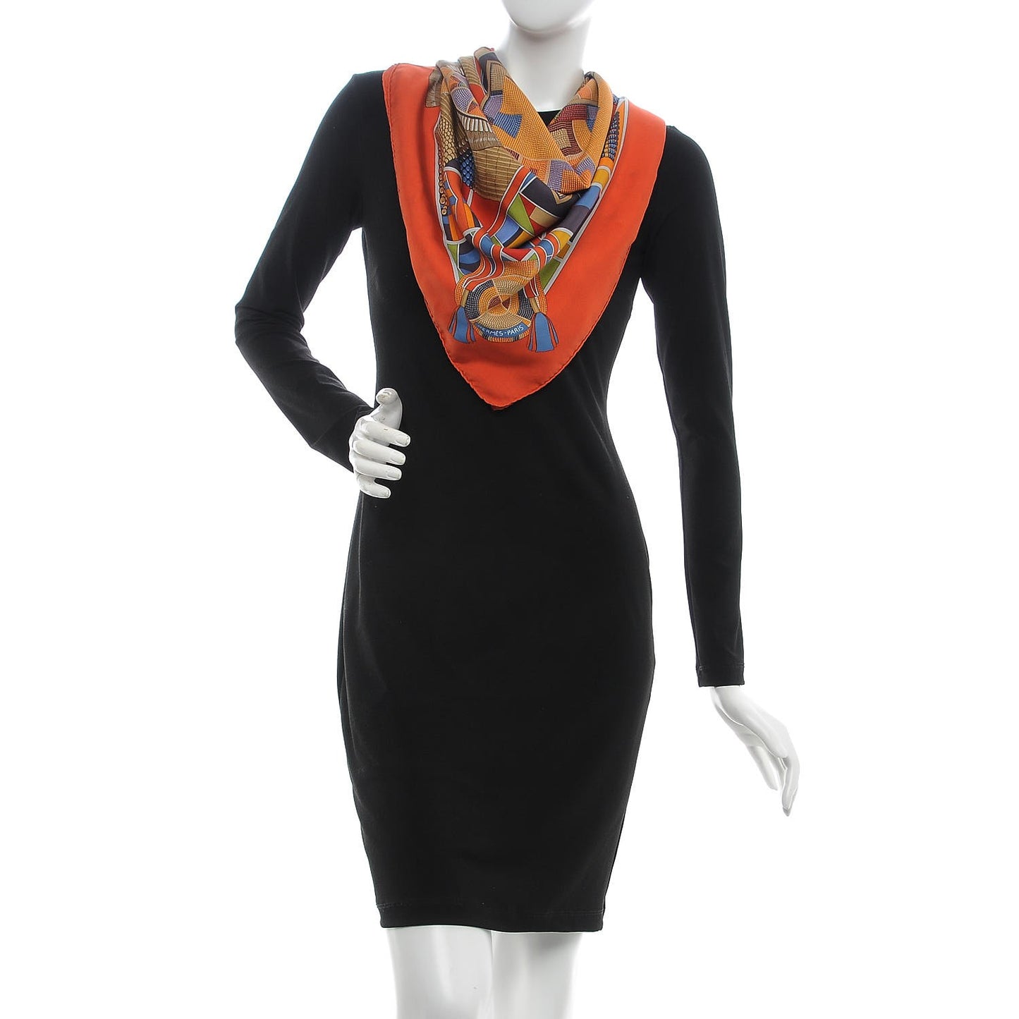 Silk L'Art Indien Scarf 90 Orange Jaune Bleu